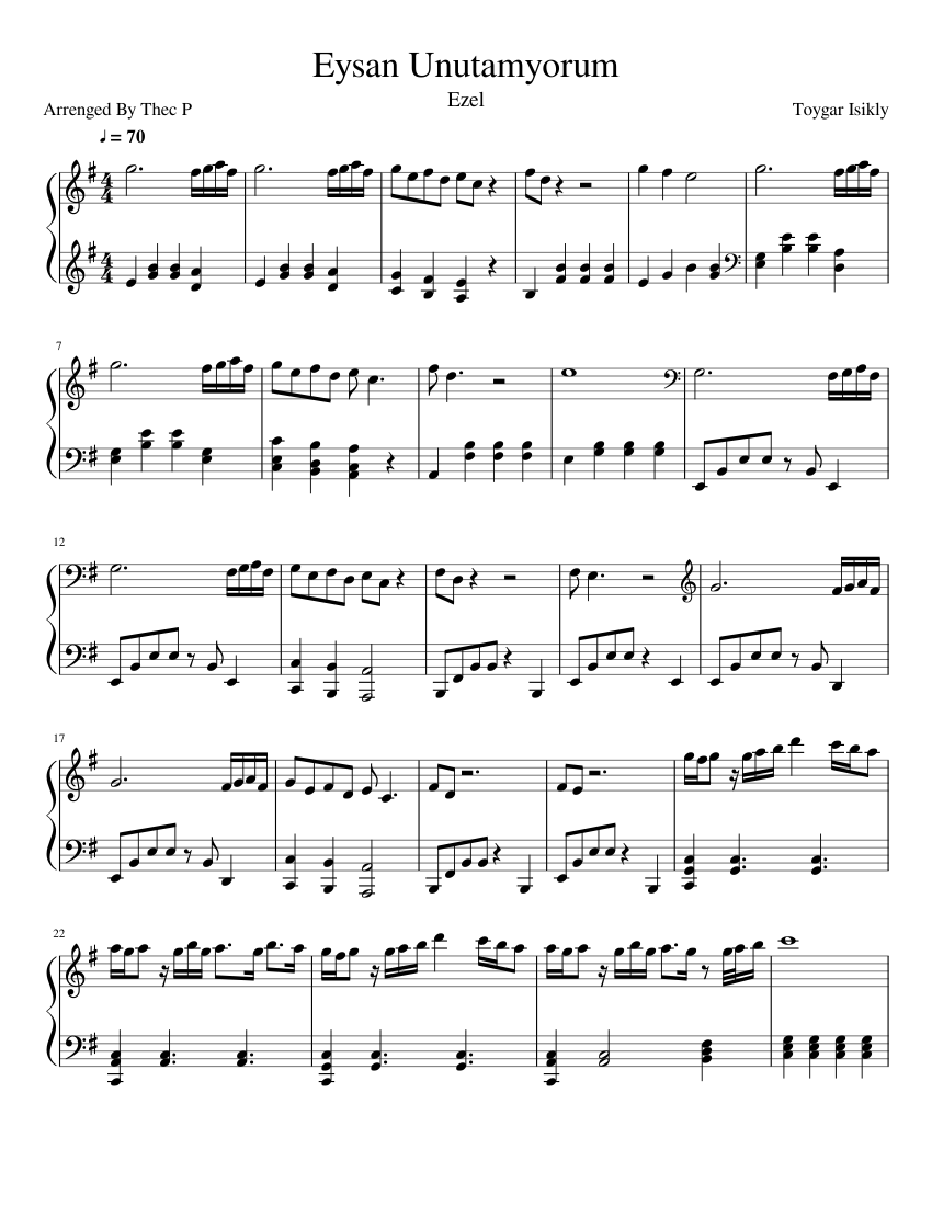 bundel schoonmaken Arbeid Eysan Unumatyorum Sheet music for Piano (Solo) | Musescore.com