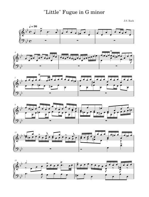 The Little Fugue In G Minor – Johann Sebastian Bach Little Fugue in G minor