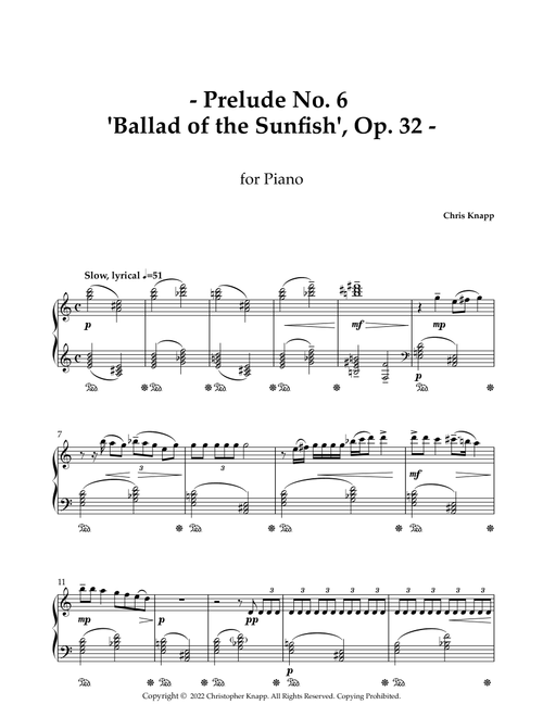 Prelude No. 6 'Ballad of the Sunfish' Op. 32 - Chris Knapp (Piano Solo)