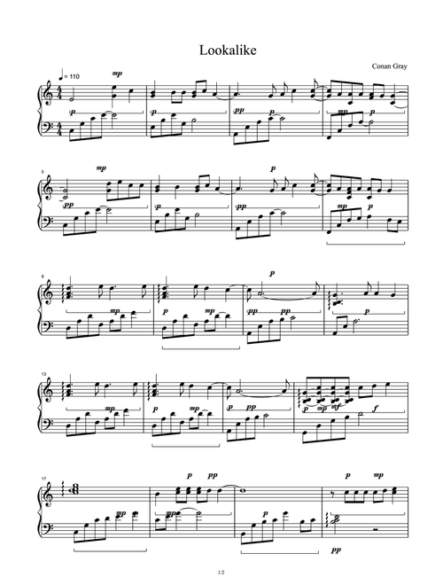 Lookalike (Arr. Conan Gray) (Piano Solo)