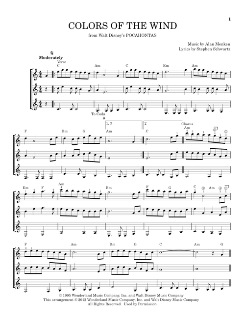 Colors Of The Wind (from Pocahontas) - Vanessa Williams (Guitar Ensemble)