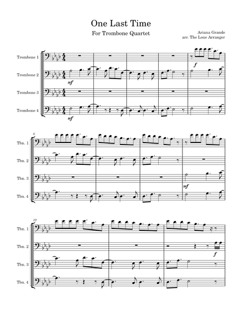 One last time – Ariana Grande (Trombone Quartet)