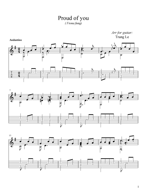 Proud of you(Guitar) (Arr. Le Quang Trung) (Small Ensemble)
