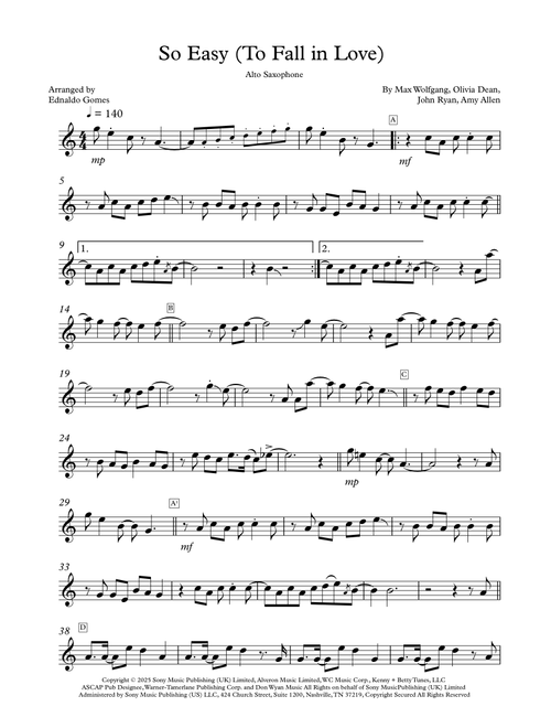 So Easy (To Fall In Love) (Arr. Ednaldo Gomes) - Olivia Dean (Alto Sax Solo)