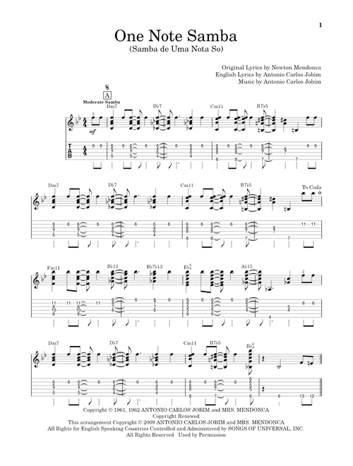 One Note Samba (Samba De Uma Nota So) - Antonio Carlos Jobim (Solo Guitar)