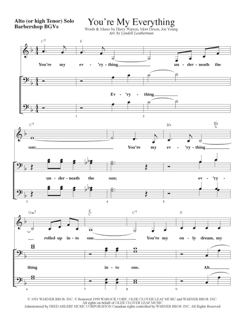 You're My Everything (Arr. Lyndell Leatherman) - Harry Warren (Choral, TTBB)