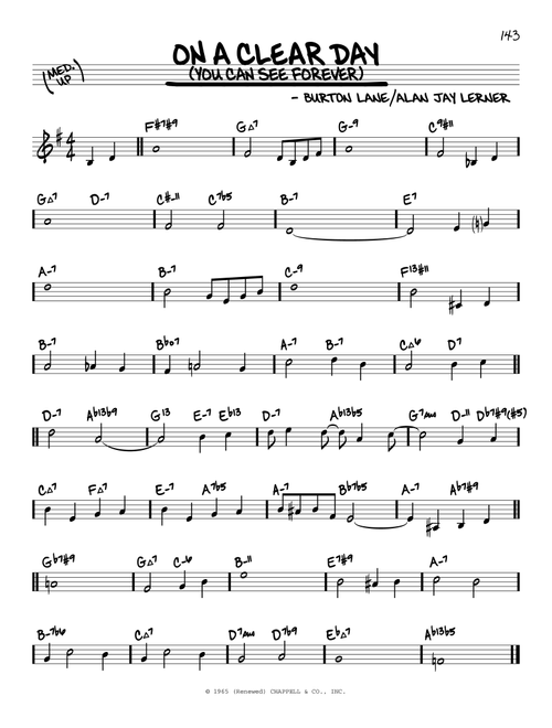 On A Clear Day (You Can See Forever) (arr. David Hazeltine) - Burton Lane, Alan Jay Lerner (Real Book - Enhanced Chords)