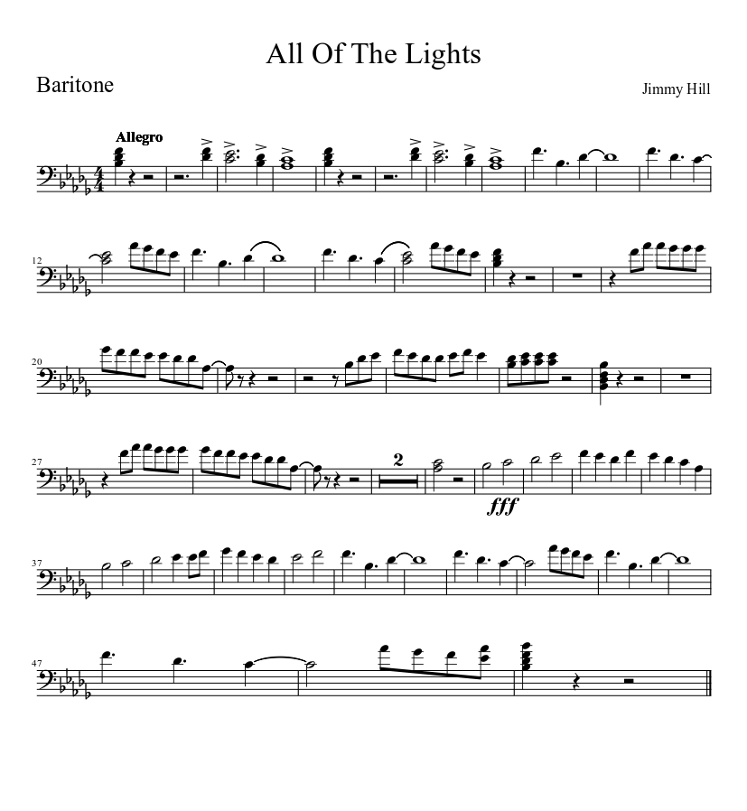El extraño rastro fiabilidad All Of The Lights Baritone - piano tutorial
