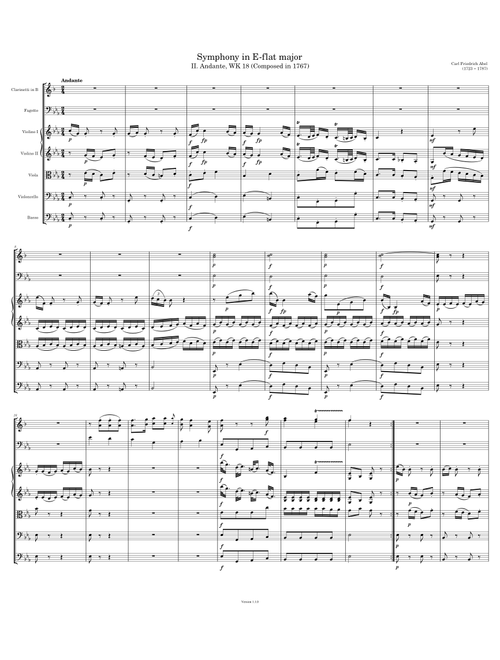[II. Andante] Symphony in E-flat major, WK 18 – Abel