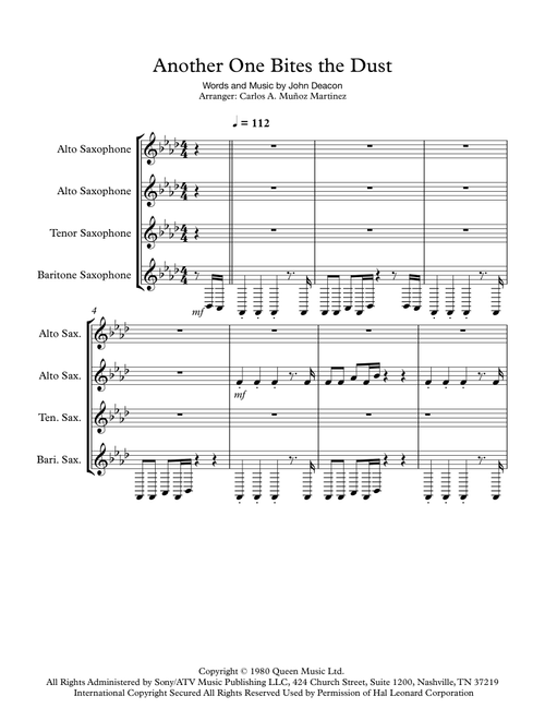 Another One Bites The Dust (Arr. Carlos Alberto Muñoz Martinez) - Queen (Woodwind Ensemble)