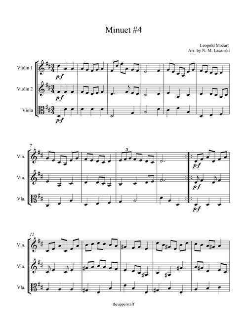 Minuet #4 (Arr. Nick Lacanski) - Mozart, Leopold (String Ensemble)