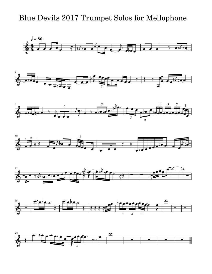 Blue Devils 2017 Trumpet Solos for Mellophone Sheet music for