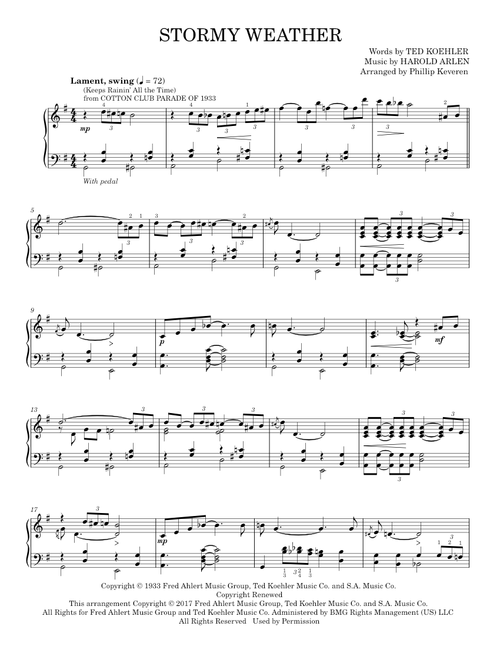 Stormy Weather - Harold Arlen and Ted Koehler (Piano Solo)