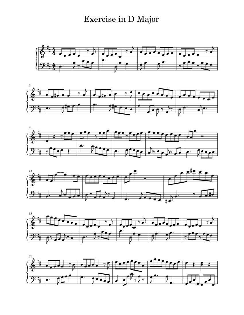 Exercise in D Major - piano tutorial
