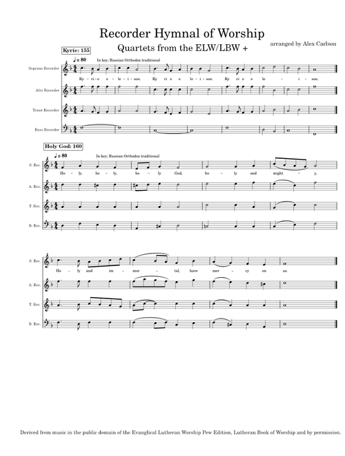 Recorder Hymnal of Worship pt.1 – arr. Alex Carlson
