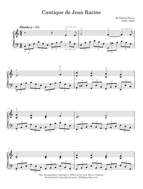 Cantique De Jean Racine - Gabriel Faure (Easy Piano)