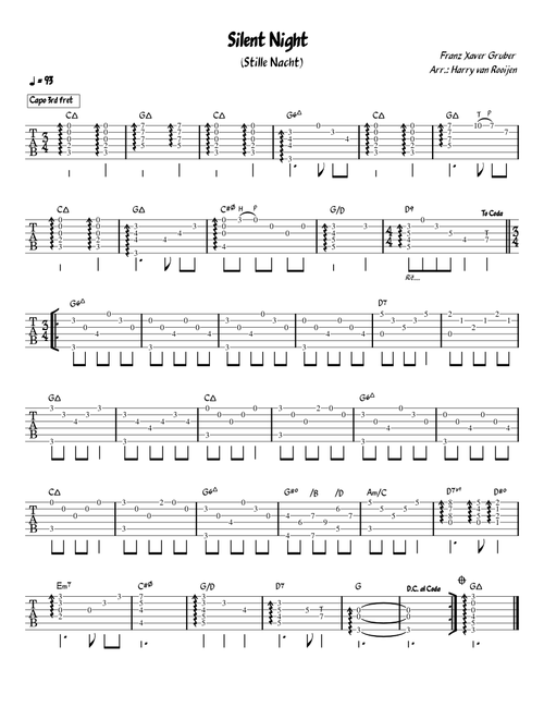 Silent Night / Stille Nacht - EASY GUITAR TAB (Fingerstyle, incl. Sheet music)