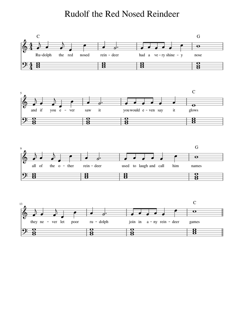 Rudolf the Red Nosed Reindeer Sheet music for Piano (Solo) | Musescore.com