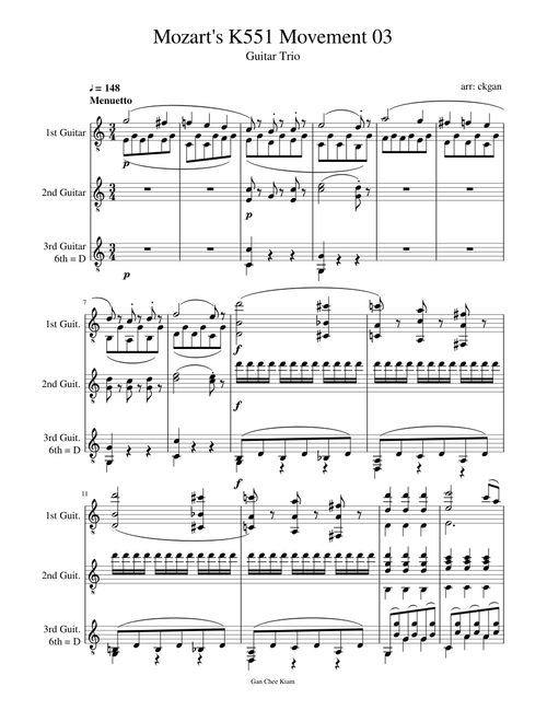 'Jupiter' 3rd Movement by Mozart (Guitar Trio)