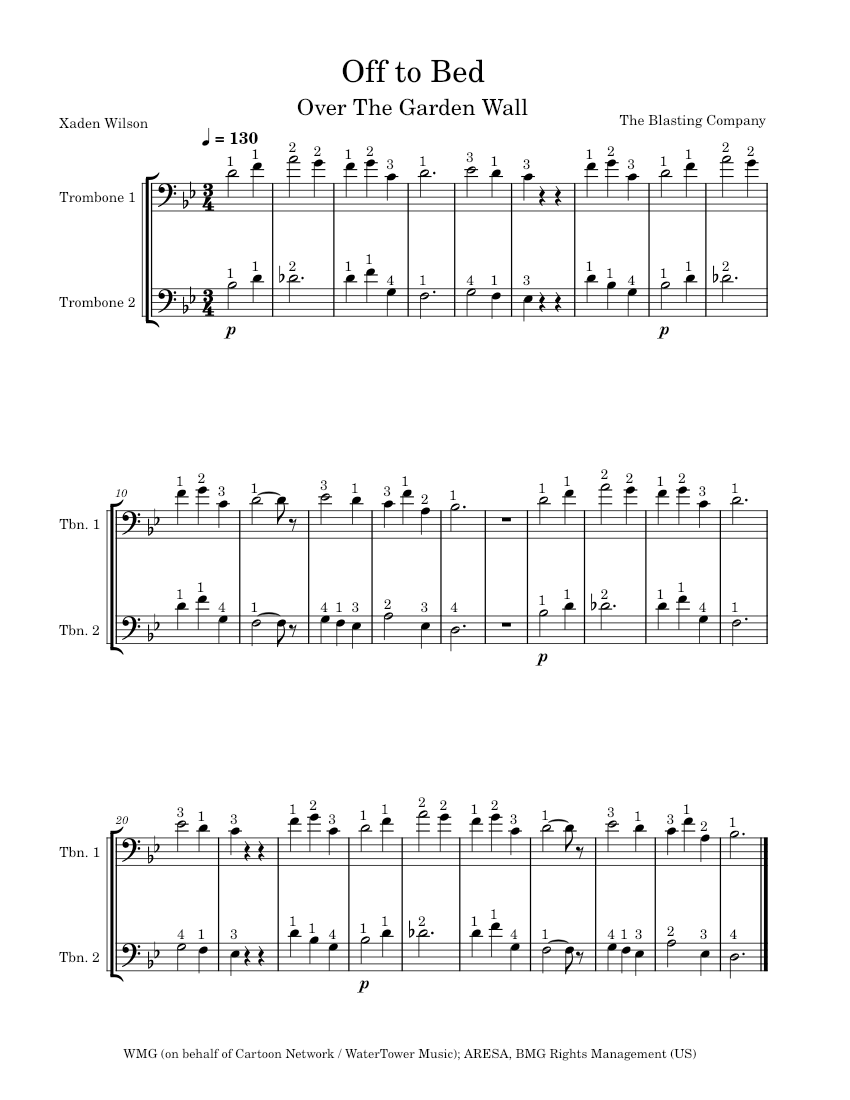 Off to Bed The Blasting Company piano tutorial