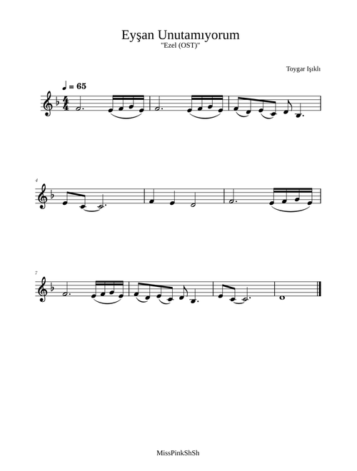 Ezel - Eyşan Unutamıyorum - Toygar Işıklı (Violin) 🎻 [ Si♭ ]