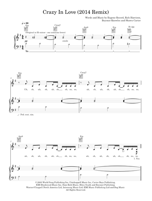 Crazy In Love 2014 Remix - Beyonce (Piano-Voice)