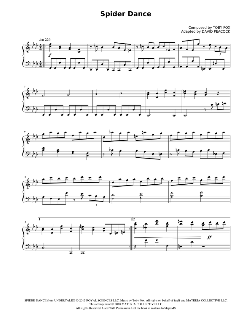 Spider Dance Notes Spider Dance (UNDERTALE Complete Piano Sheet Music) Sheet Music for ...