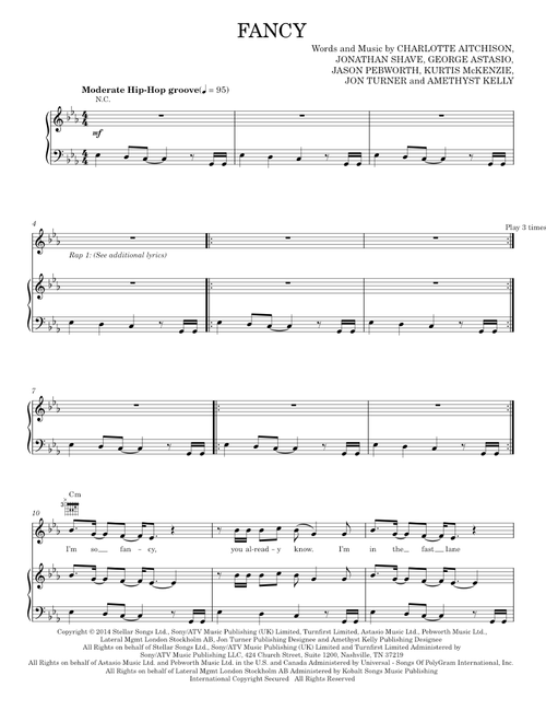 Fancy - Iggy Azalea (feat. Charli XCX) (Piano-Vocal-Guitar)