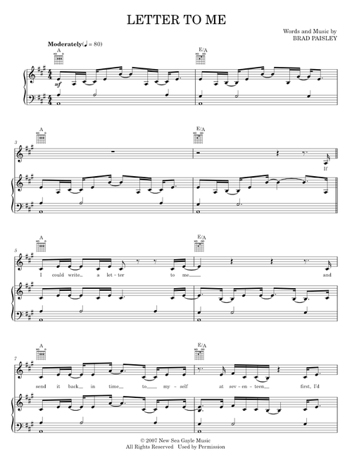 Letter to me - Brad Paisley (Piano-Vocal-Guitar)