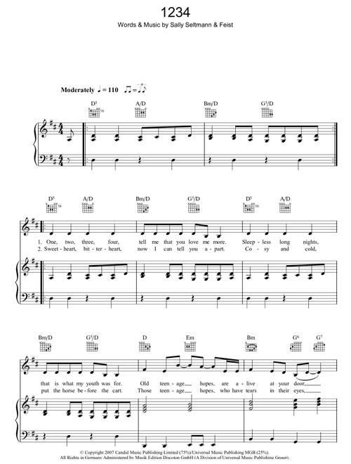 1234 - Feist (Piano-Vocal-Guitar (Piano Accompaniment))
