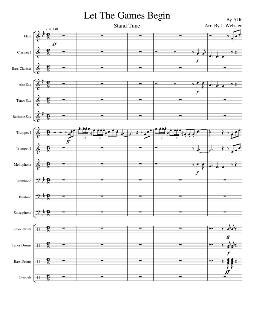 Let The Games Begin Sheet music for Trombone, Mellophone, Flute ...