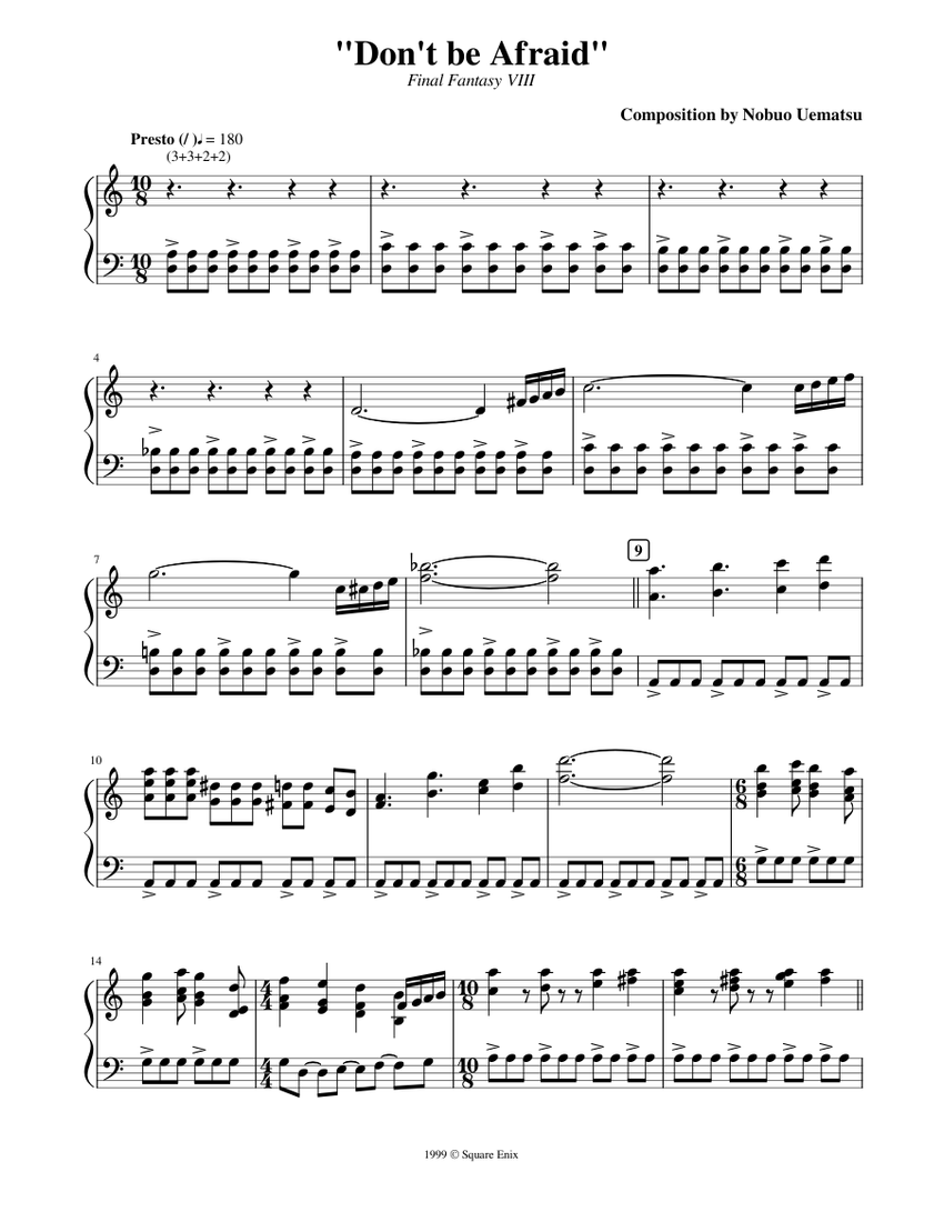 don't be afraid ff8 Sheet Music for Piano (Solo) | MuseScore.com