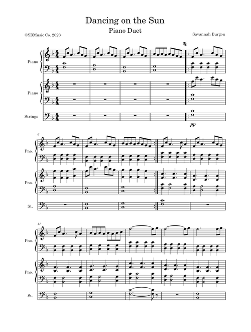 Dancing on the Sun - piano duet