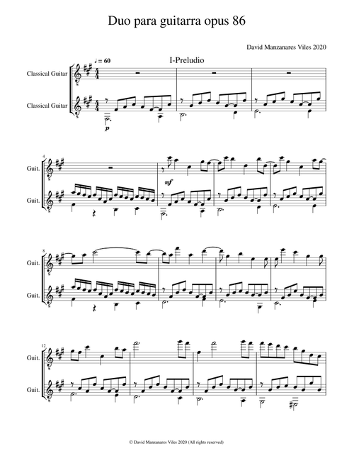 Duo para guitarra opus 86 - First part