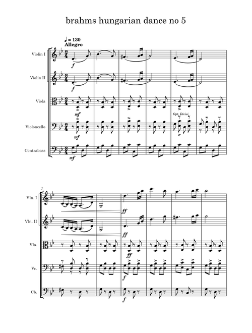 Hungarian Dance No. 5 – Johannes Brahms brahms hungarian dance no 5 - string orchestra