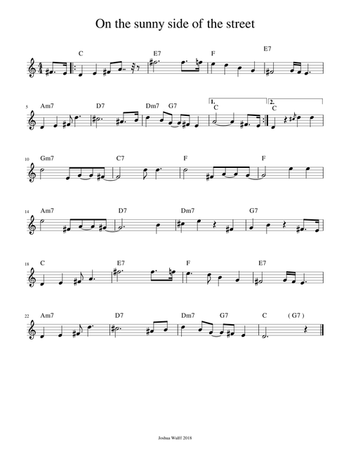 On the sunny side of the street Lead Sheet for Trumpet (Bb)