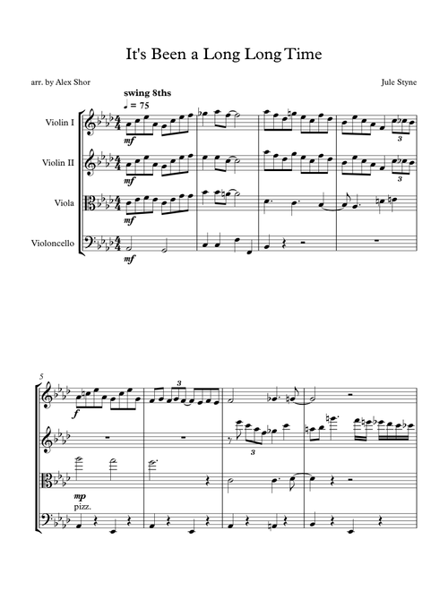 It's Been A Long, Long Time (Arr. Alex Shor) - Sammy Cahn, Jule Styne (String Quartet)