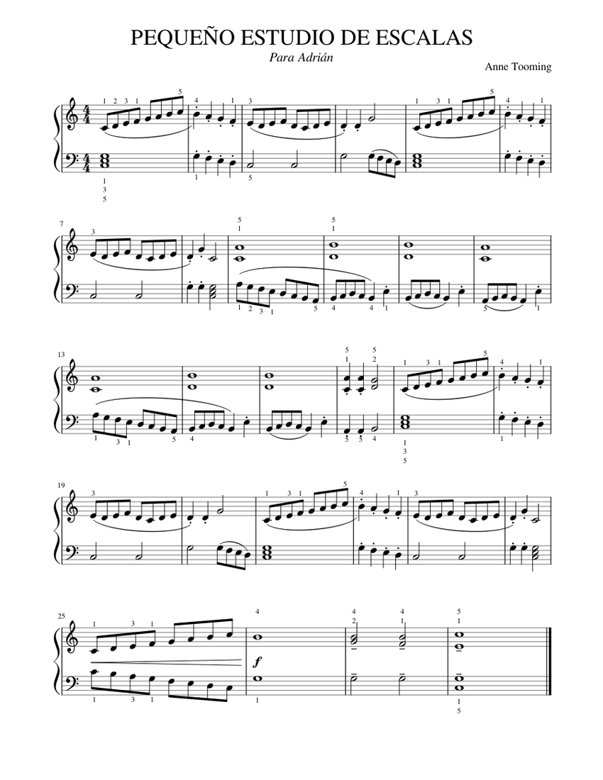 SCALE STUDY FOR KIDS Sheet Music for Piano (Solo) easy | MuseScore.com
