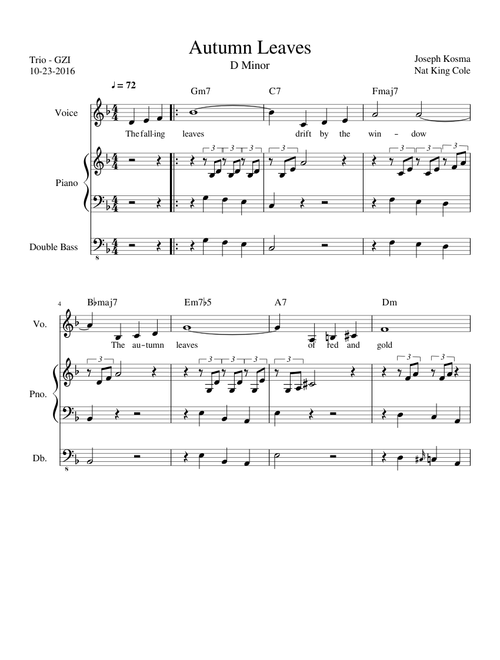 Autumn Leaves - D Minor - Trio GZI 2016-10-23