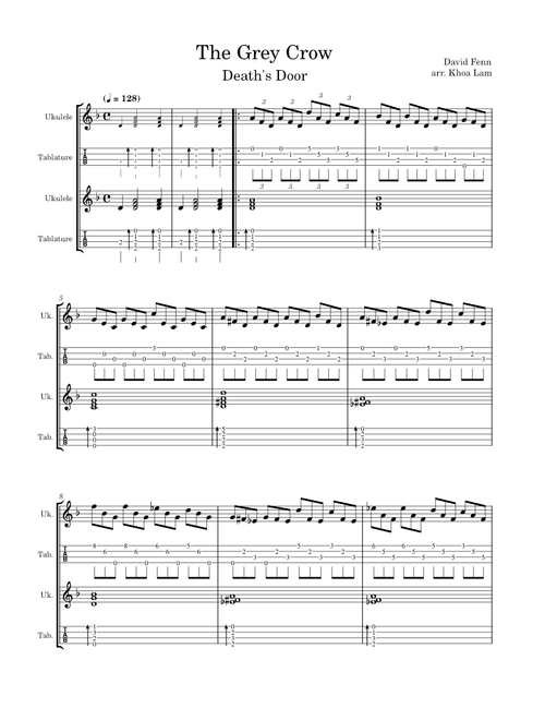The Grey Crow – David Fenn - Death's Door - for Ukulele (Solo & Duet)