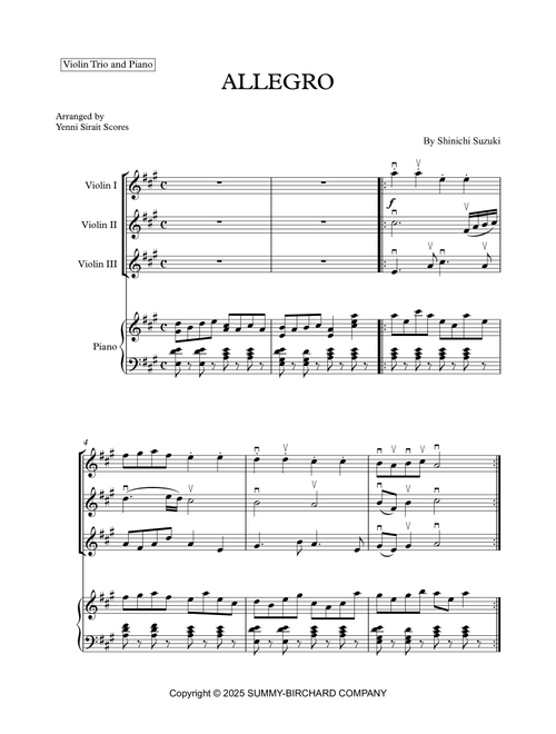 Allegro (Arr. Yenni Sirait Scores) - Shinichi Suzuki (Small Ensemble)