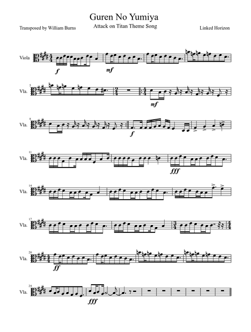 Guren No Yumiya (Viola Solo)