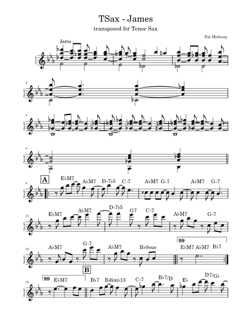 James – Pat Metheny Tenor Sax