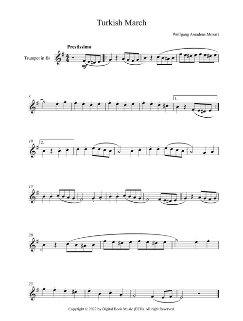 Turkish March - Wolfgang Amadeus Mozart (Trumpet) (Arr. Digital Book Music) (Trumpet Solo)