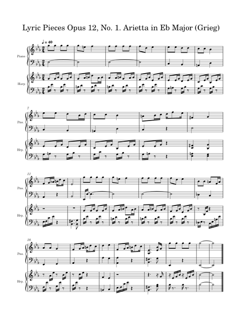 Arietta – Edvard Grieg Lyric Pieces Opus 12, No. 1. Arietta in Eb Major (Edvard Grieg)