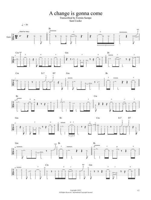 A Change is Gon Come - Sam Cooke (Lead Sheet - Fake Book)
