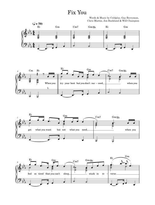 Fix You - Coldplay (Easy Piano)