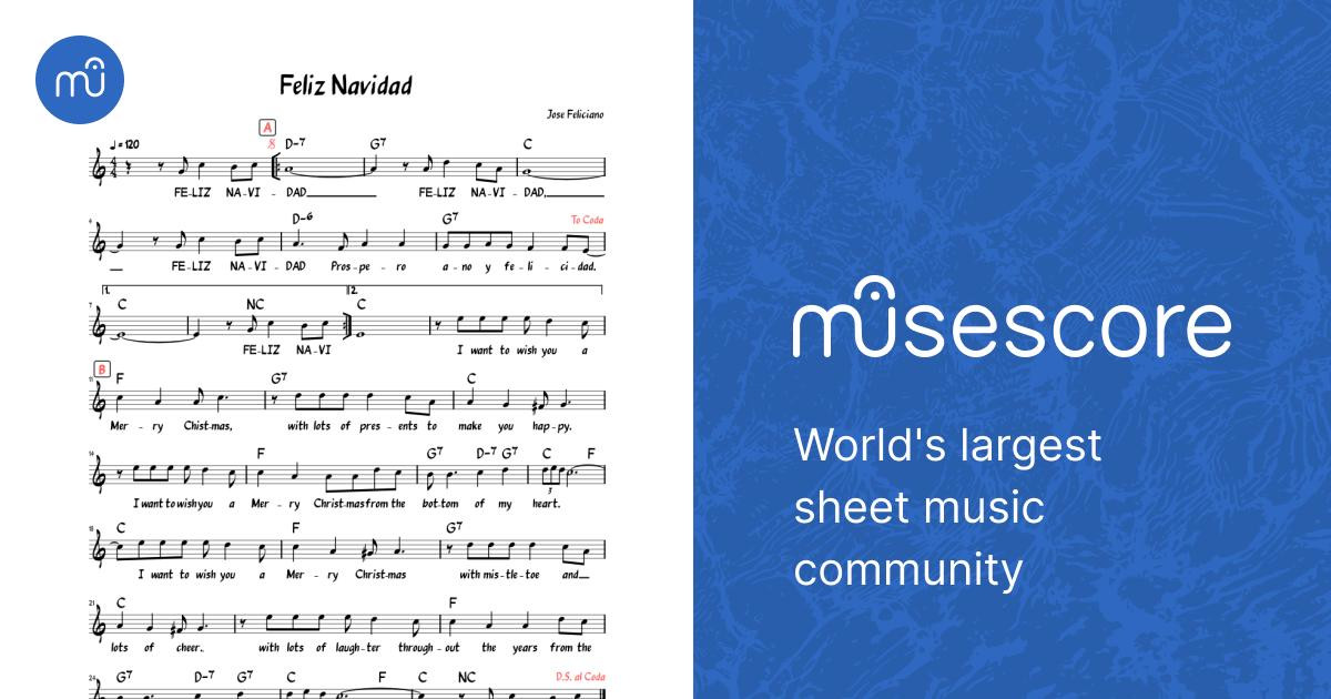 Feliz Navidad (Lead sheet with lyrics ) Sheet Music for Piano (Solo