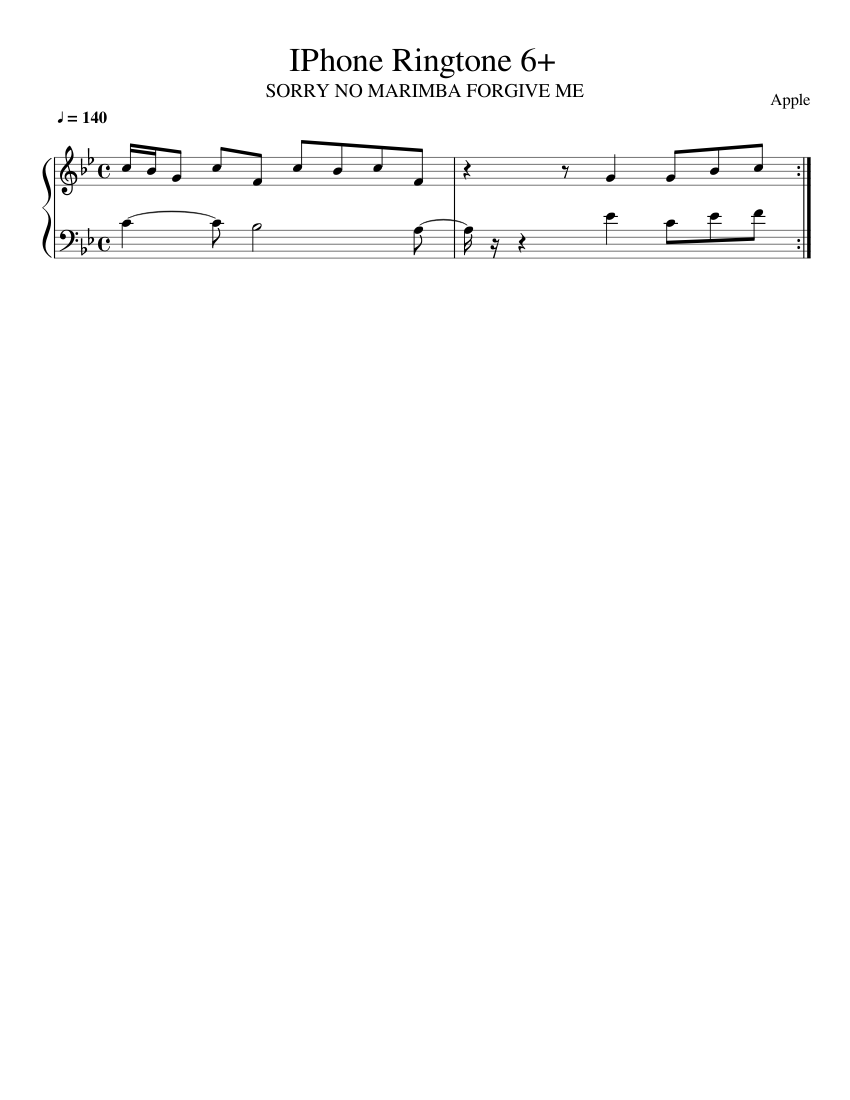 iPhone Ringtone Opening Sheet music for Piano (Solo)