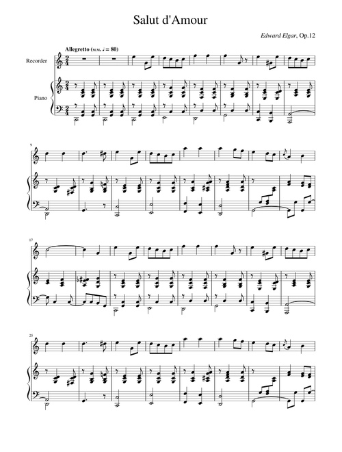Salut d'Amour - Edward Elgar (Recorder)